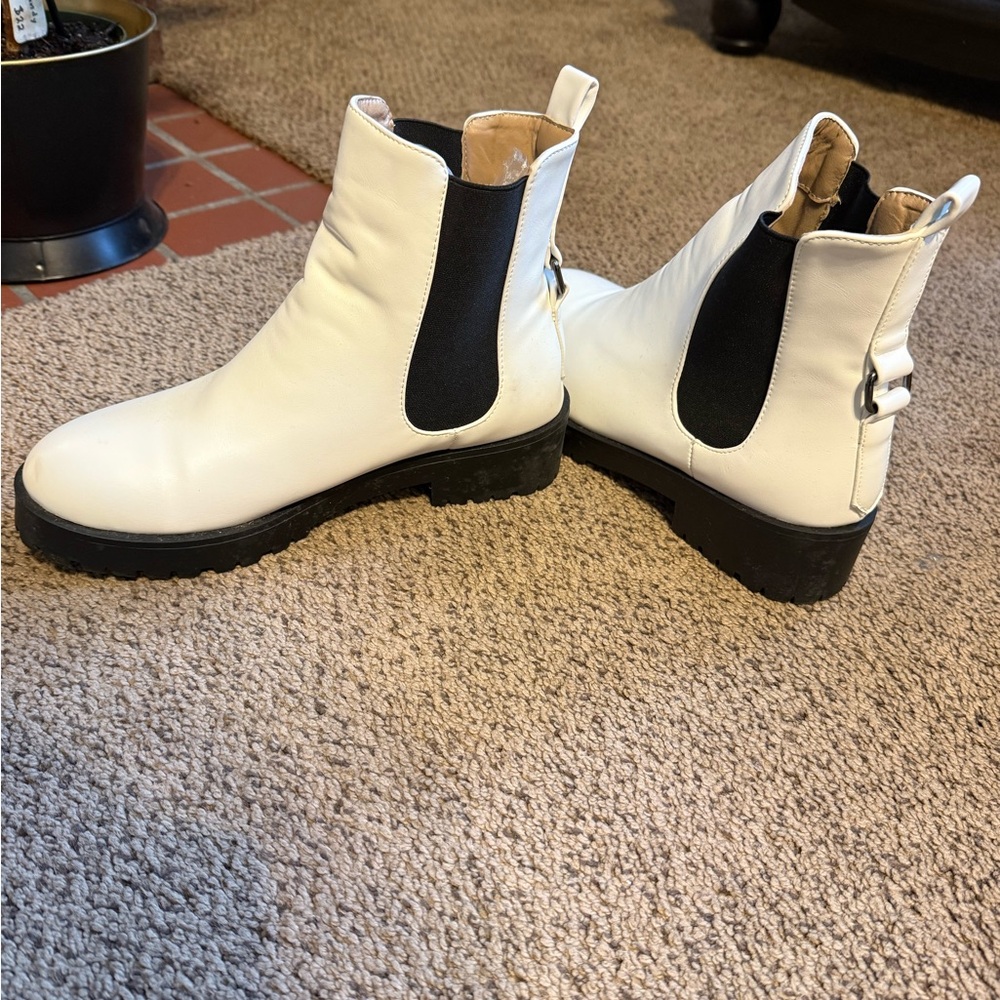 EGO White and Black Ankle Boots